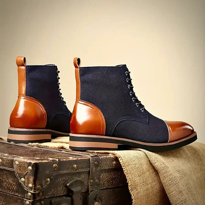 Tommy | Graceful Two-Tone Cap Toe Lace-Up Ankle Boots for Men