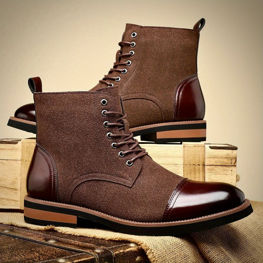 Tommy | Graceful Two-Tone Cap Toe Lace-Up Ankle Boots for Men