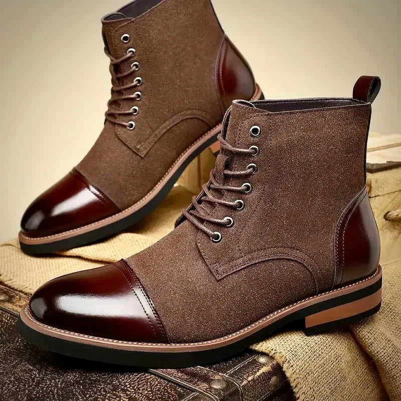 Tommy | Graceful Two-Tone Cap Toe Lace-Up Ankle Boots for Men