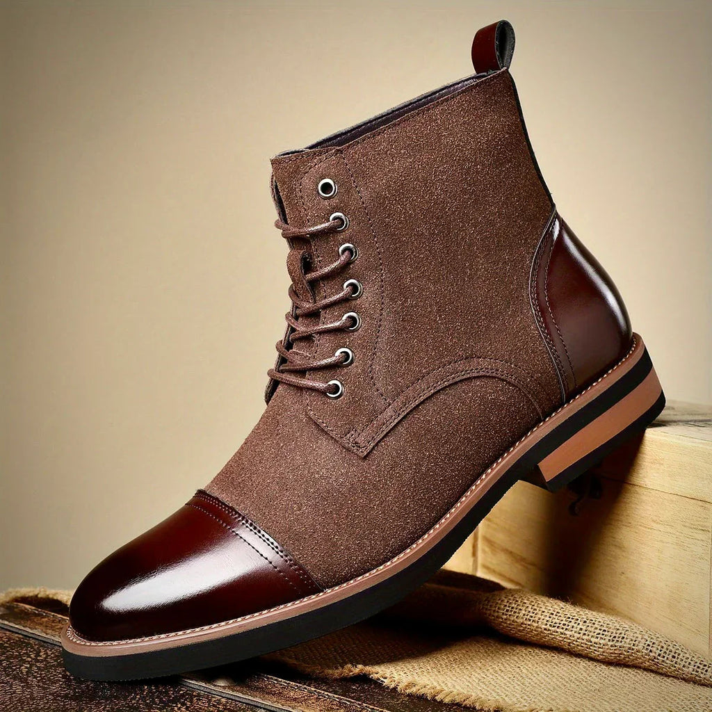 Tommy | Graceful Two-Tone Cap Toe Lace-Up Ankle Boots for Men