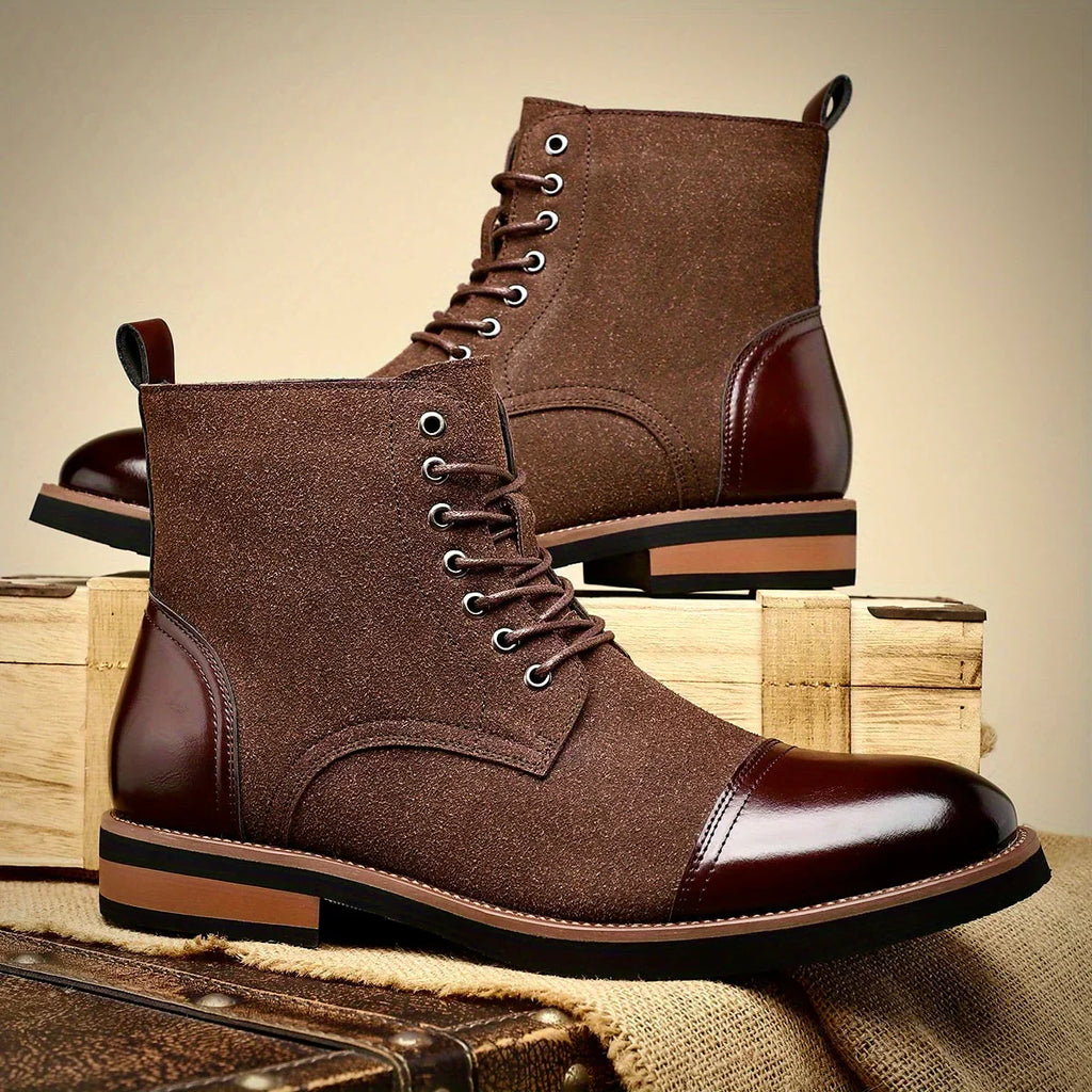 Tommy | Graceful Two-Tone Cap Toe Lace-Up Ankle Boots for Men