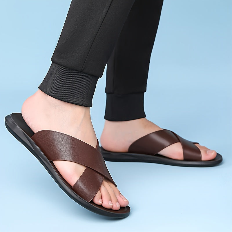 Tommy | Sophisticated Cross Strap Mens Slippers Sandals