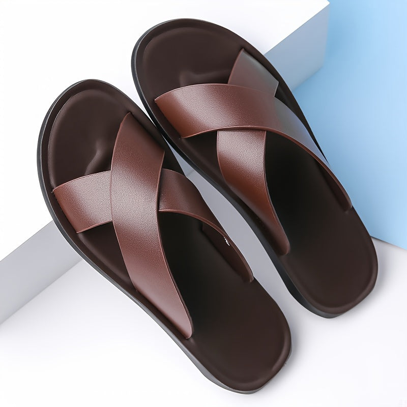 Tommy | Sophisticated Cross Strap Mens Slippers Sandals