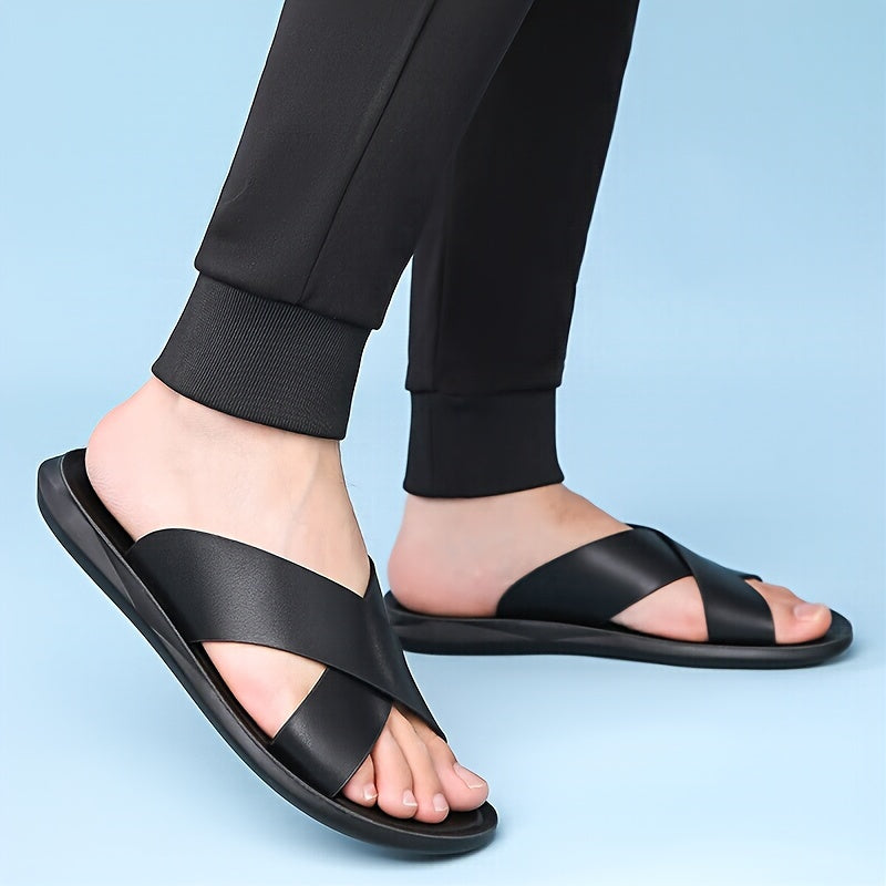 Tommy | Sophisticated Cross Strap Mens Slippers Sandals