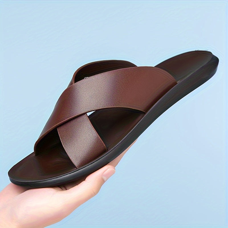 Tommy | Sophisticated Cross Strap Mens Slippers Sandals