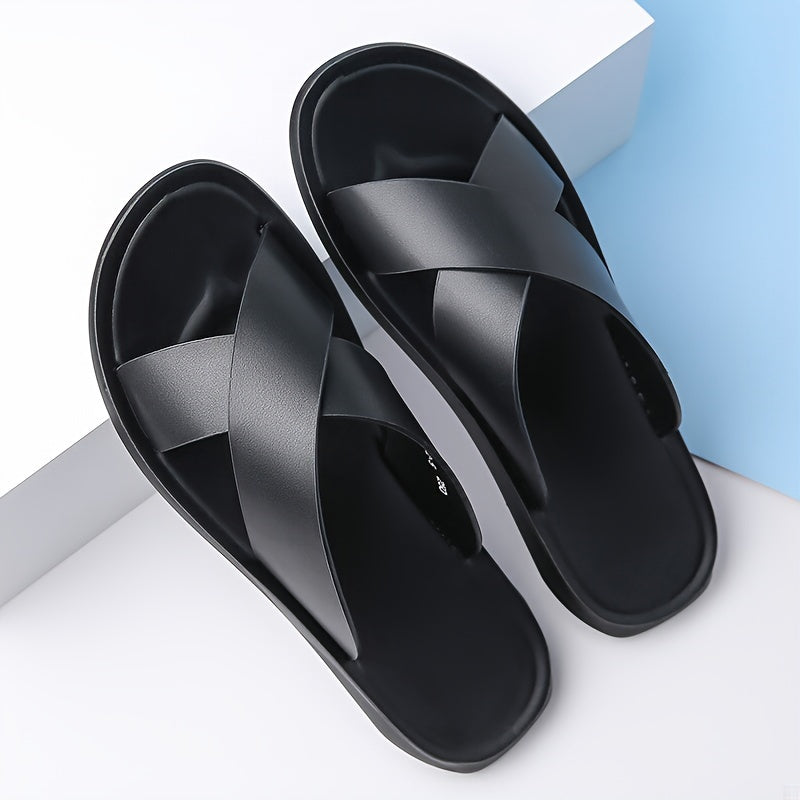 Tommy | Sophisticated Cross Strap Mens Slippers Sandals