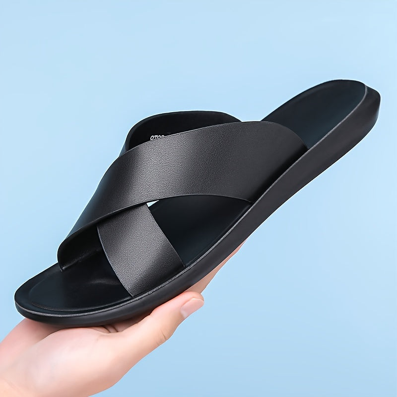 Tommy | Sophisticated Cross Strap Mens Slippers Sandals