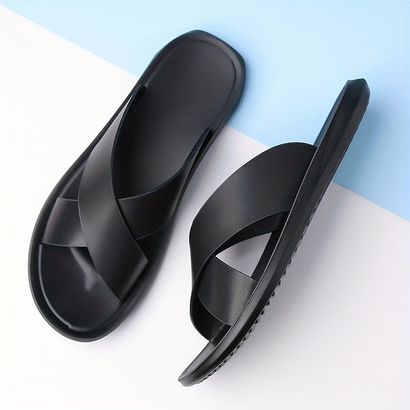 Tommy | Sophisticated Cross Strap Mens Slippers Sandals