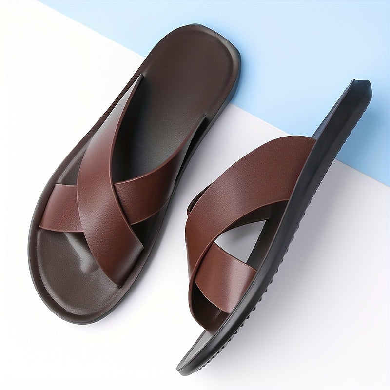 Tommy | Sophisticated Cross Strap Mens Slippers Sandals