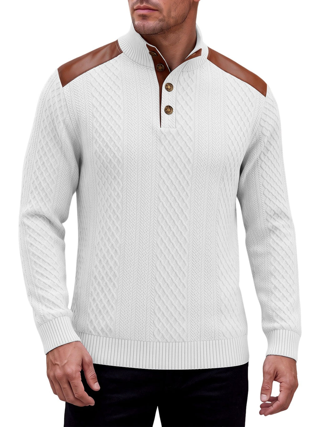 Vinnie | Cosy Button Neck Mens Knit Jumper