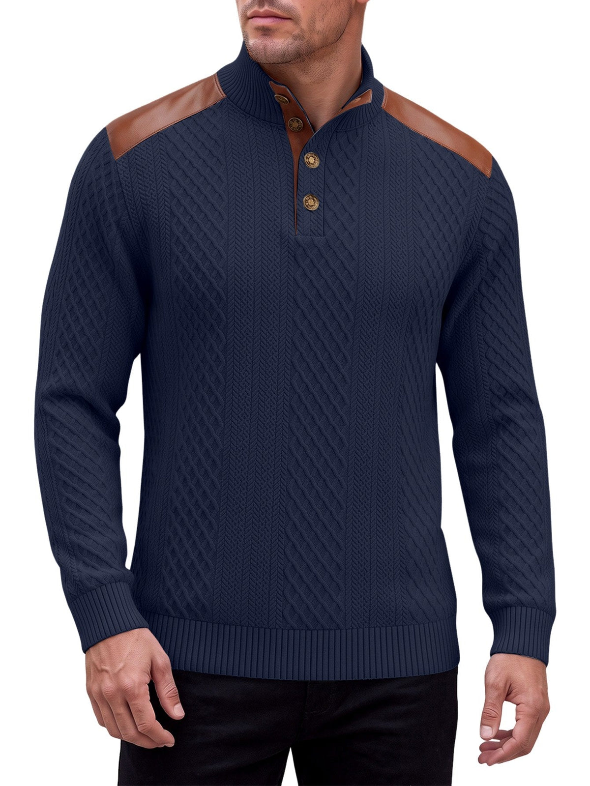 Vinnie | Cosy Button Neck Mens Knit Jumper