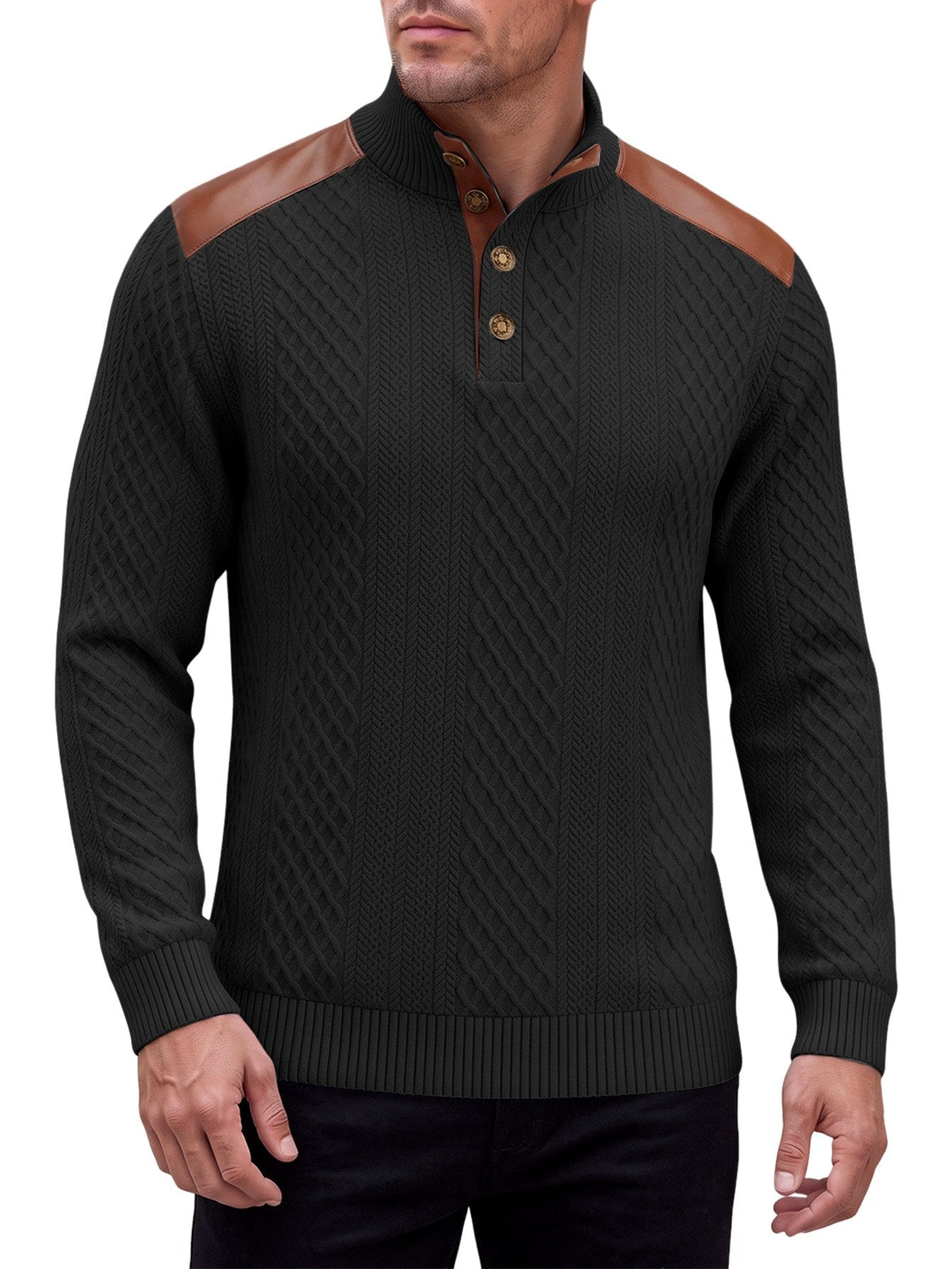 Vinnie | Cosy Button Neck Mens Knit Jumper