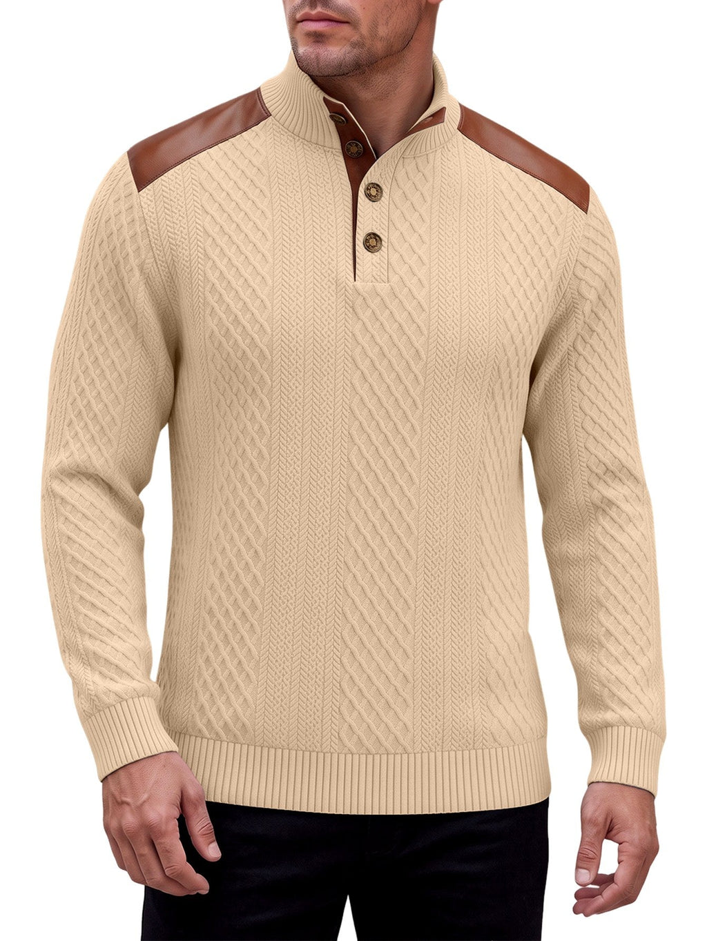 Vinnie | Cosy Button Neck Mens Knit Jumper