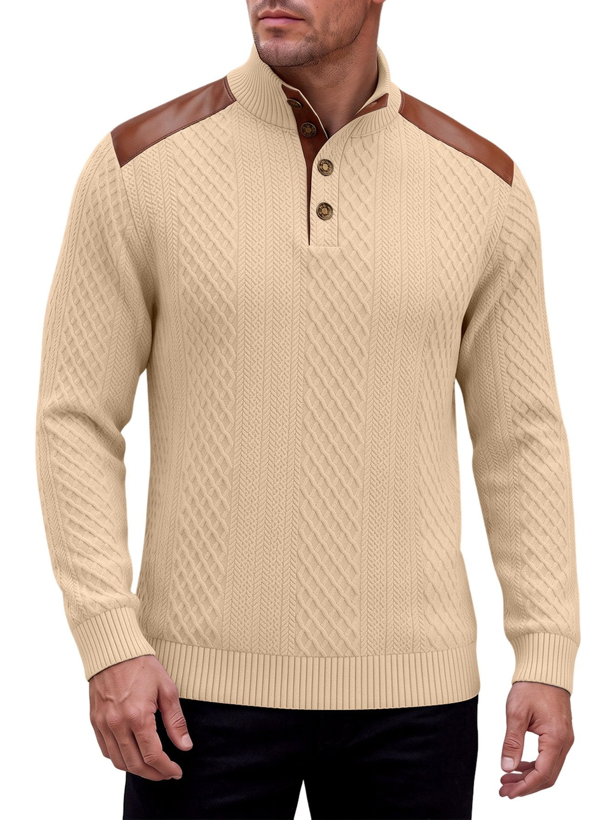 Vinnie | Cosy Button Neck Mens Knit Jumper
