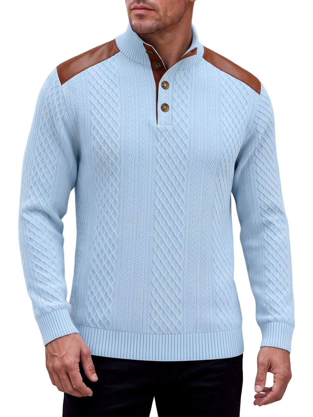 Vinnie | Cosy Button Neck Mens Knit Jumper