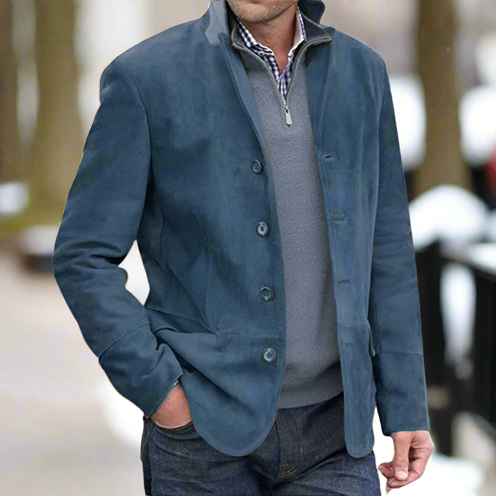 Vinnie | Relaxed Classic Suede Jacket with High Collar