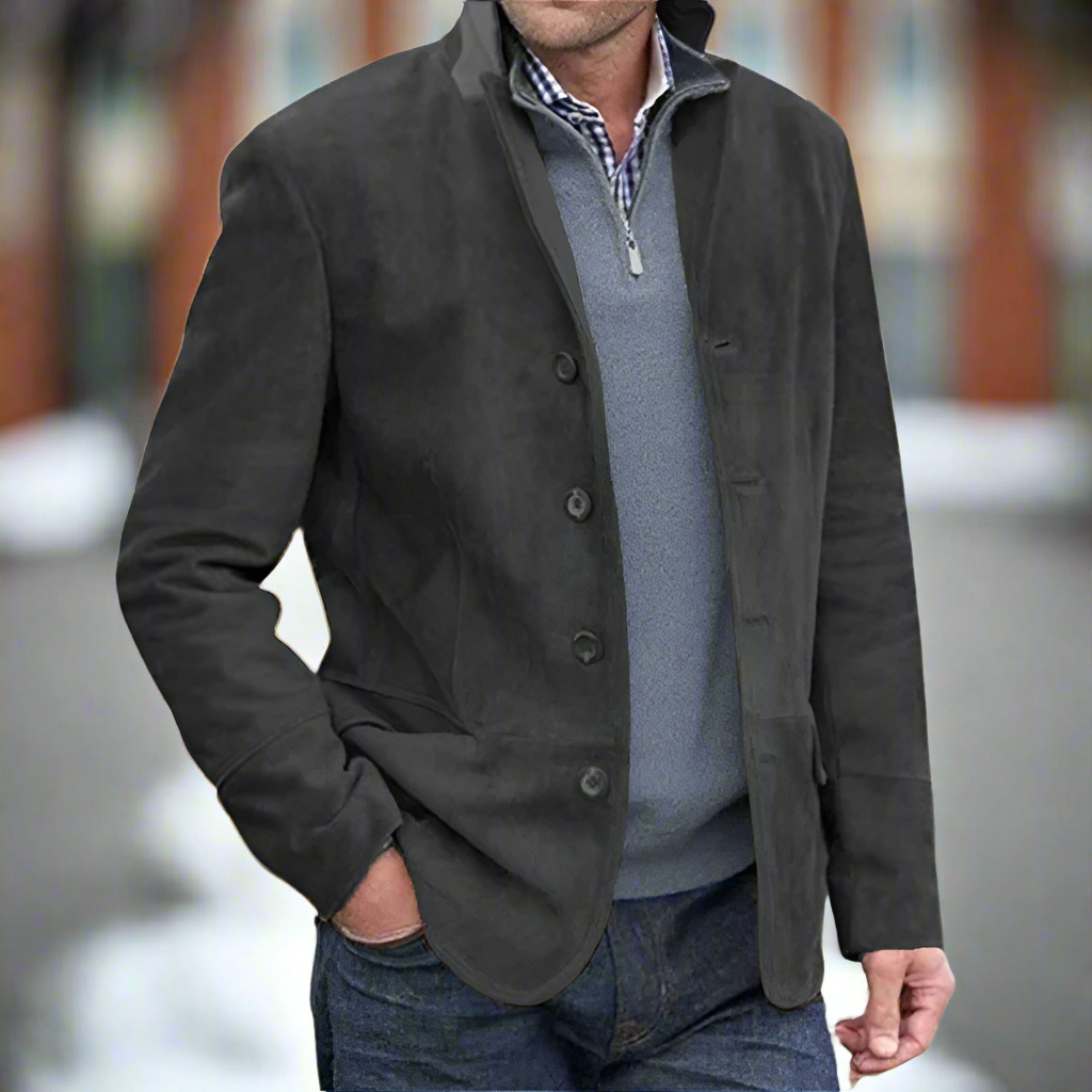 Vinnie | Relaxed Classic Suede Jacket with High Collar