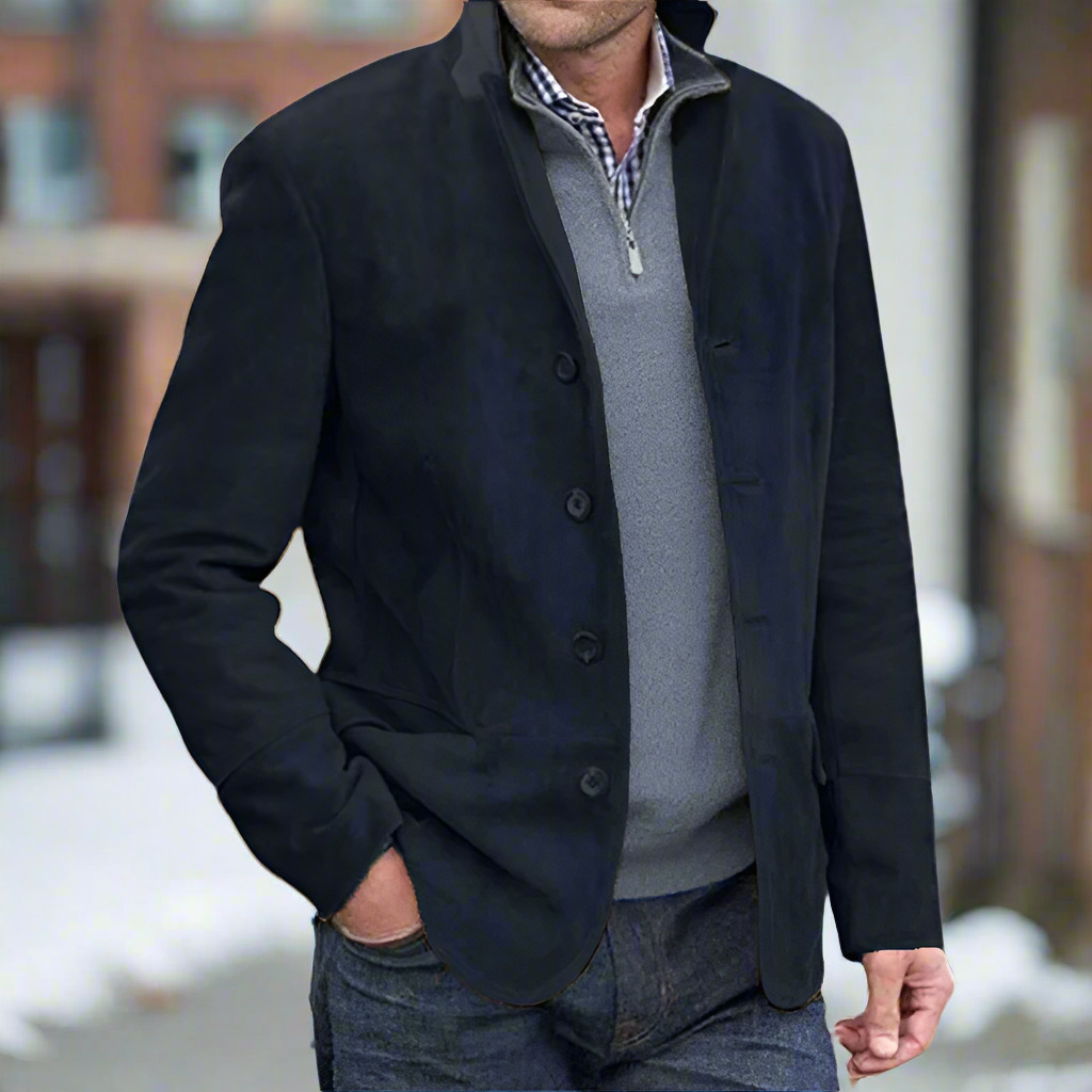 Vinnie | Relaxed Classic Suede Jacket with High Collar