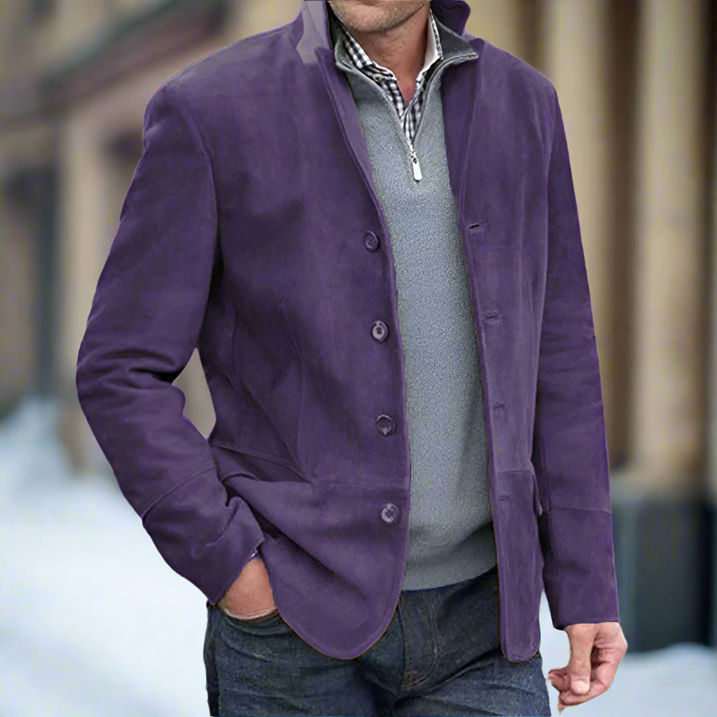 Vinnie | Relaxed Classic Suede Jacket with High Collar