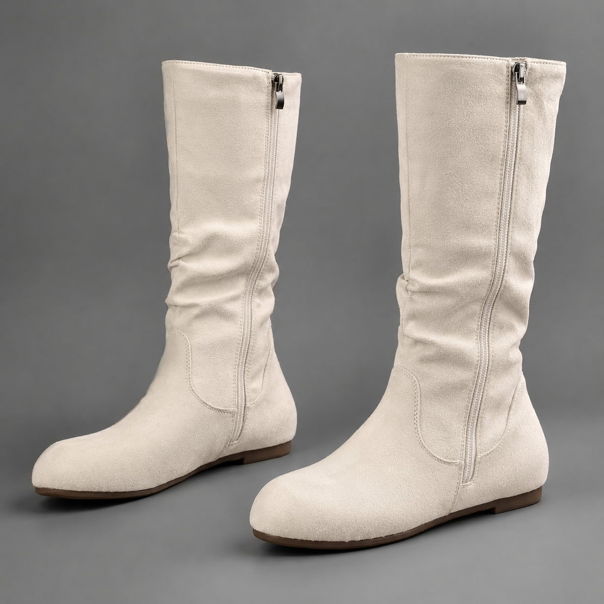 Violet | Polished Slouchy Wide Fit Boots Knee High Zip