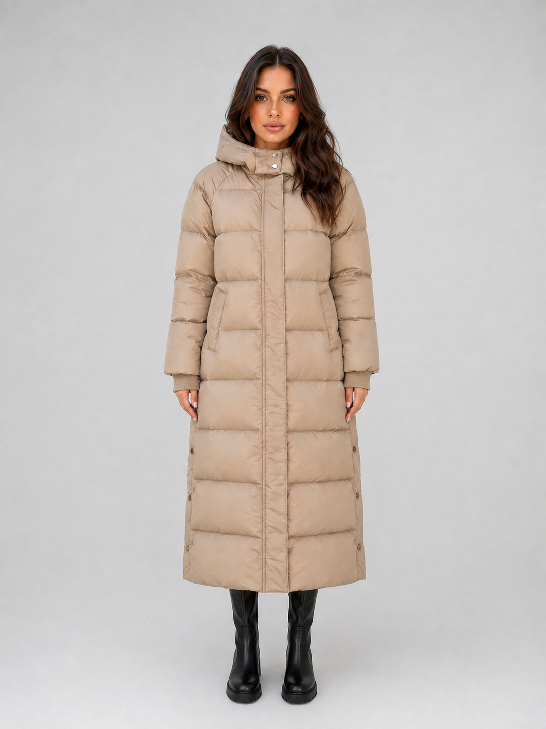 Violet | Sophisticated Hooded Long Puffer Coat