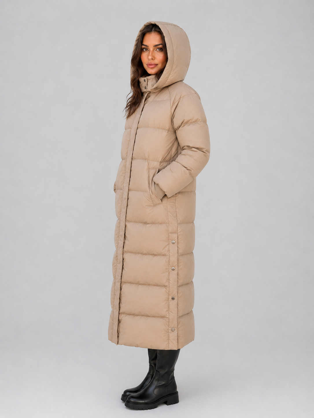 Violet | Sophisticated Hooded Long Puffer Coat