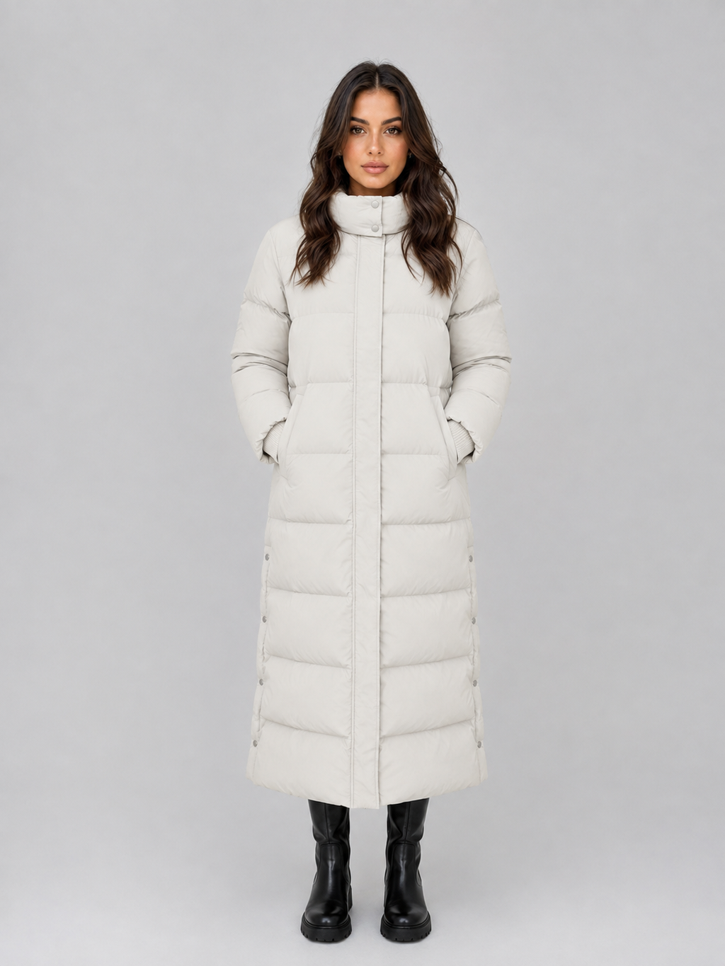 Violet | Sophisticated Hooded Long Puffer Coat