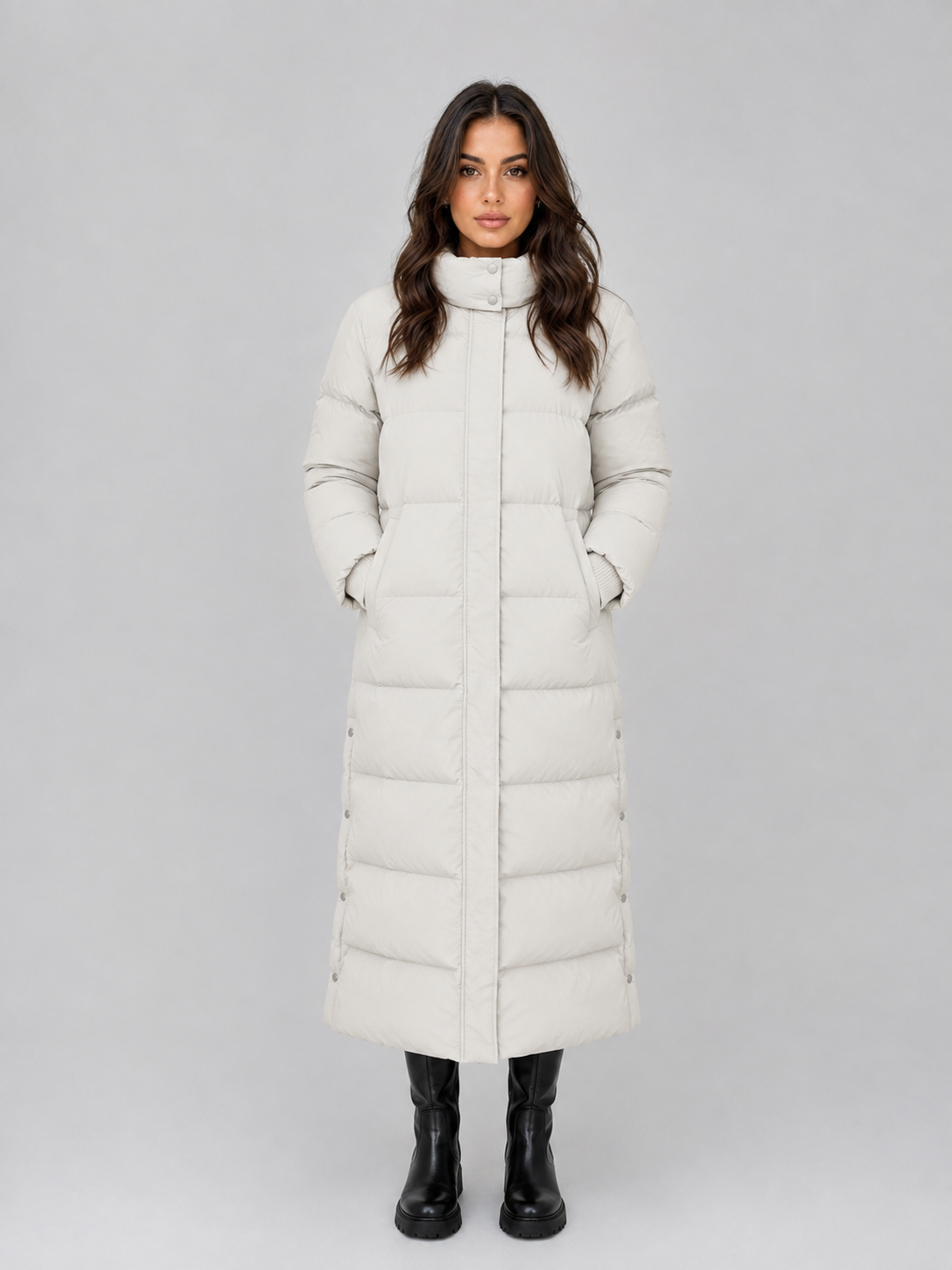 Violet | Sophisticated Hooded Long Puffer Coat