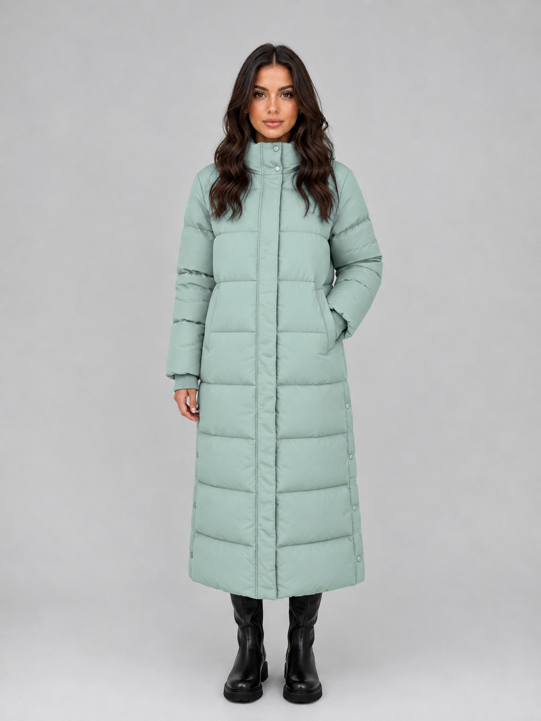 Violet | Sophisticated Hooded Long Puffer Coat