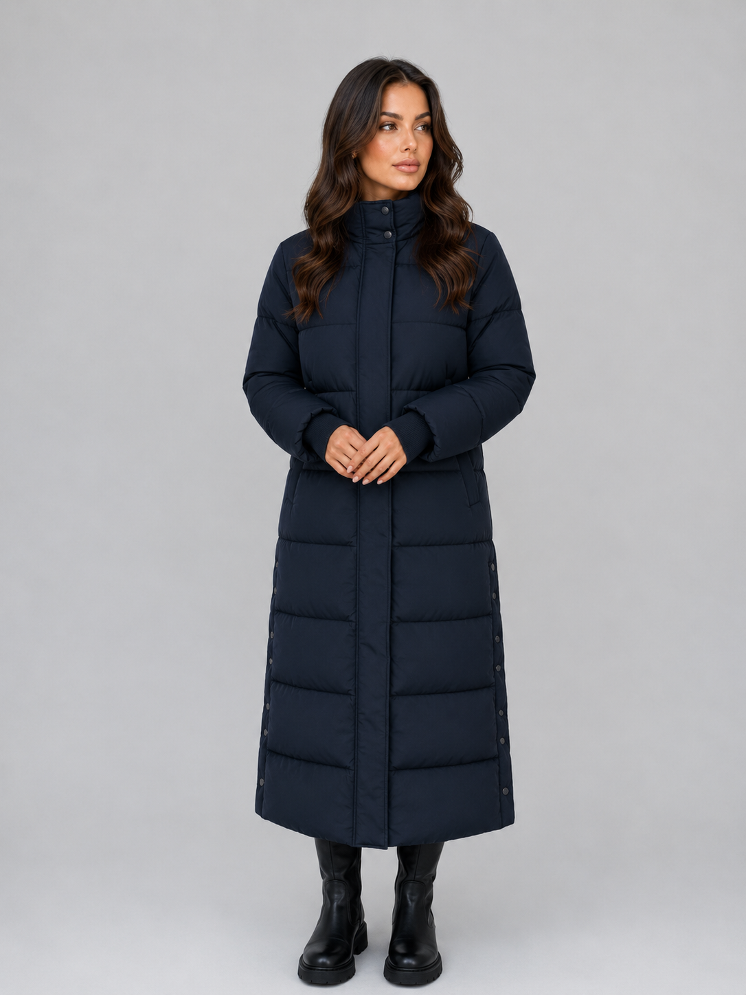 Violet | Sophisticated Hooded Long Puffer Coat