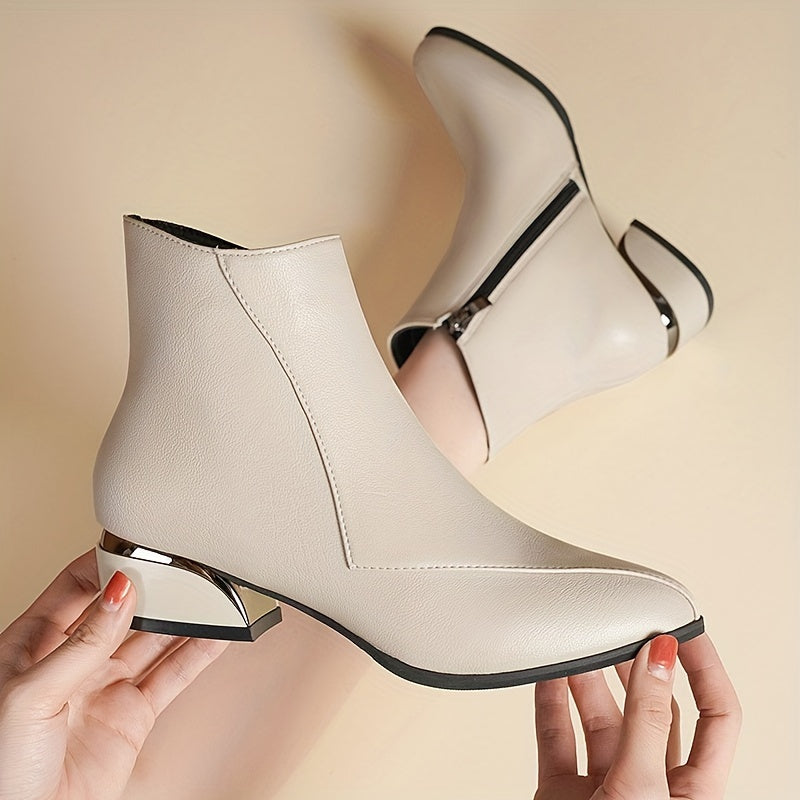 Violet | Stylish Pointed-Toe Womens Boots with Block Heel
