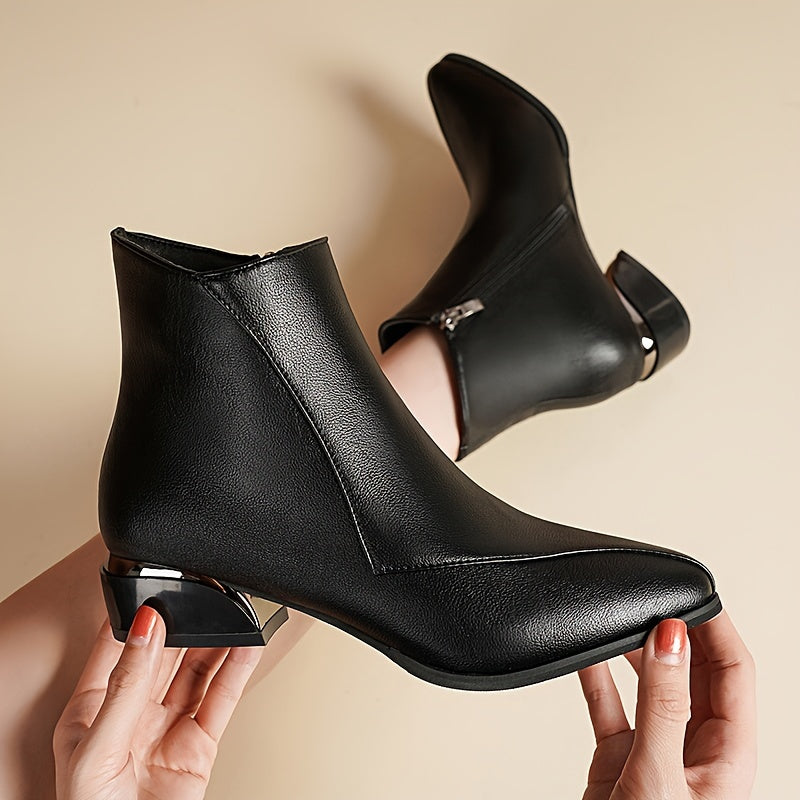 Violet | Stylish Pointed-Toe Womens Boots with Block Heel