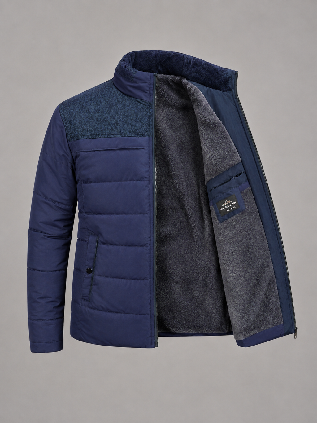 William | Cosy Quilted Mens Puffer Jacket with Printed Panel