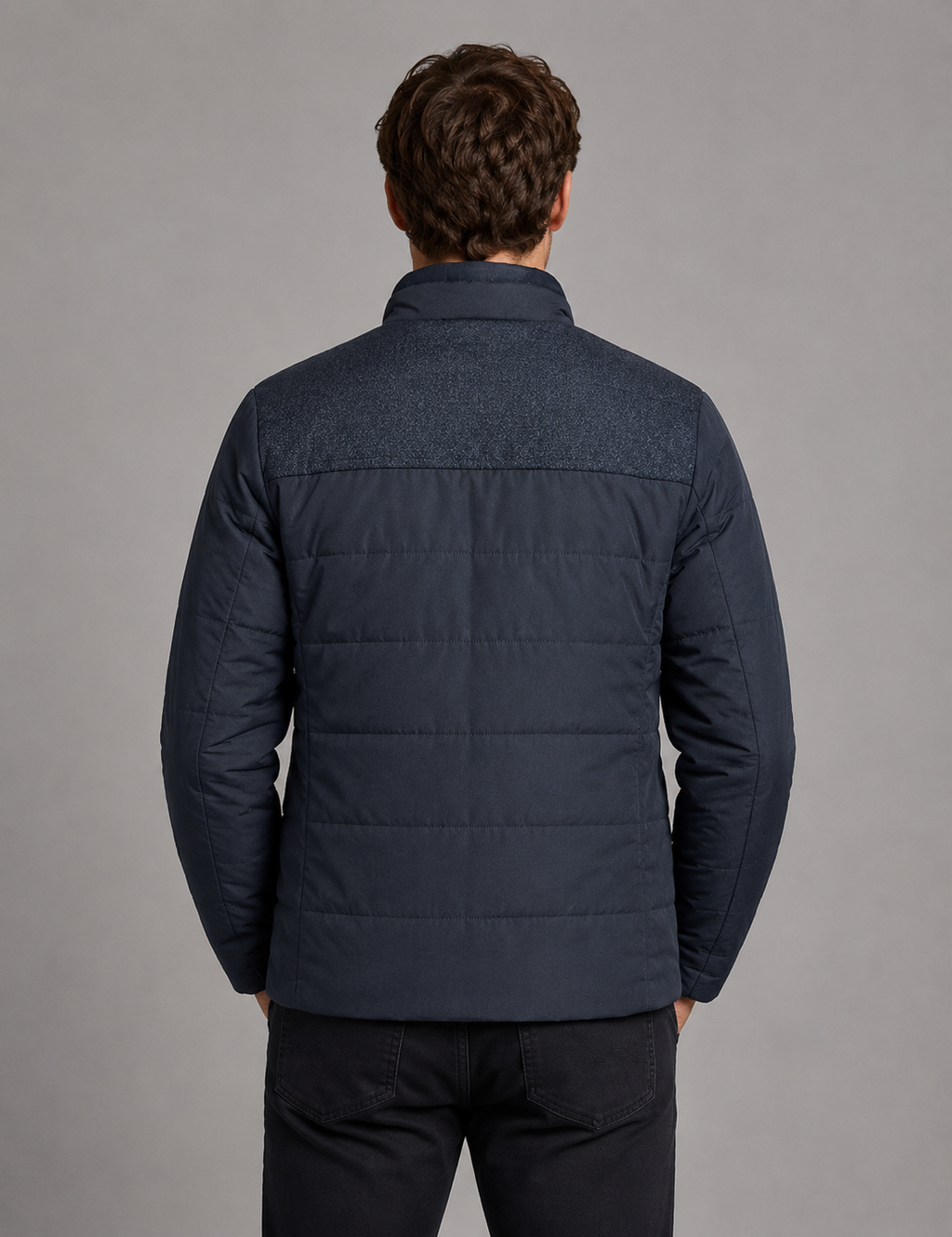 William | Cosy Quilted Mens Puffer Jacket with Printed Panel