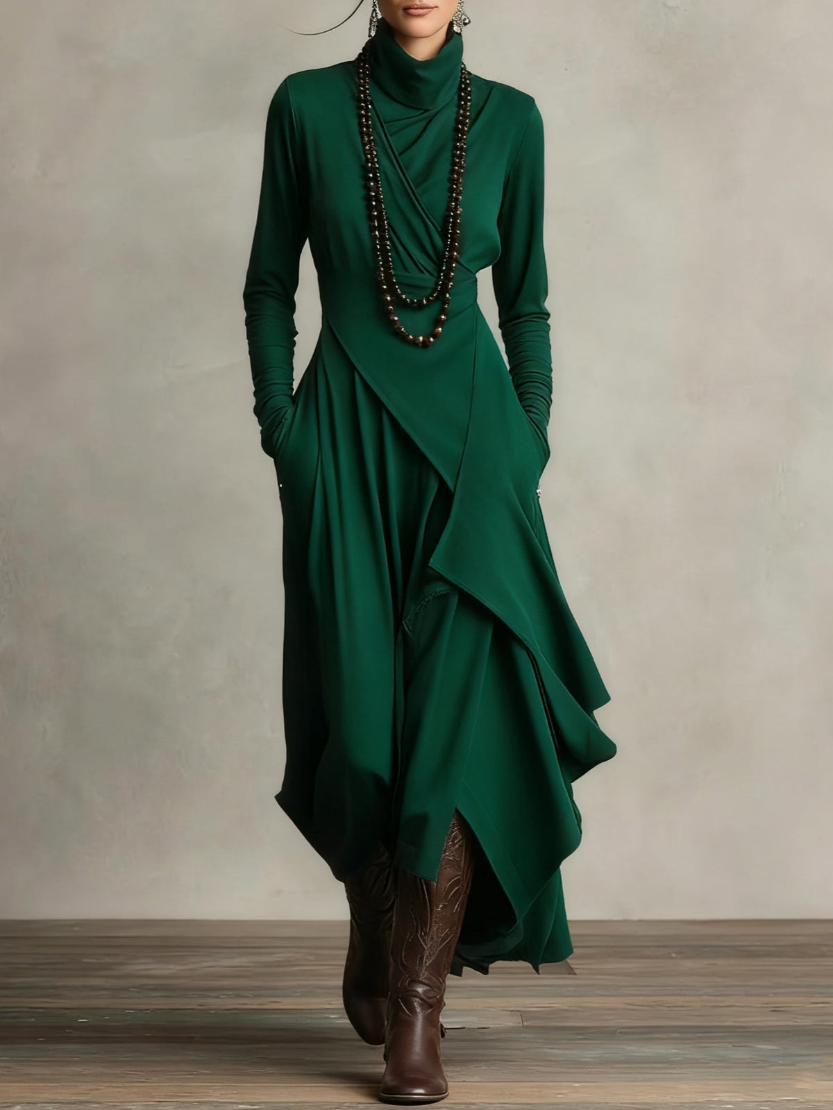 Willow | Classic High Neck Asymmetric Party Dress