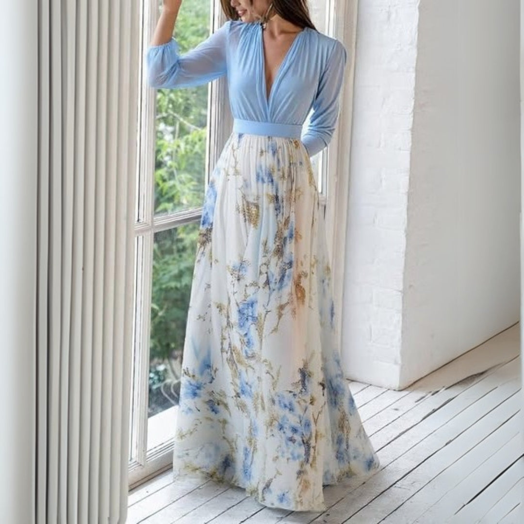 Willow | Refined Long Sleeve Floral Maxi Cocktail Dress