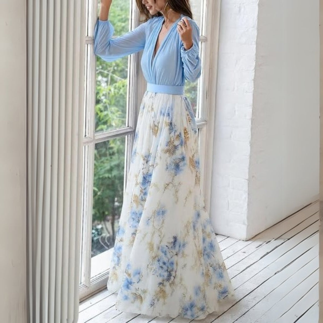 Willow | Refined Long Sleeve Floral Maxi Cocktail Dress