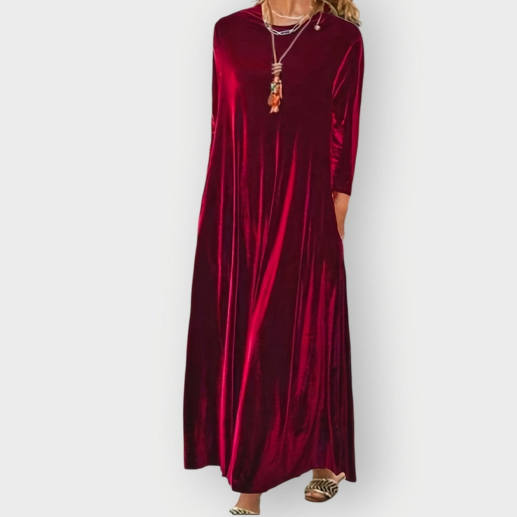 Willow | Stylish A-Line Maxi Long Sleeve Christmas Dress