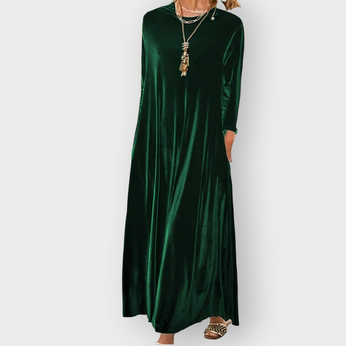 Willow | Stylish A-Line Maxi Long Sleeve Christmas Dress
