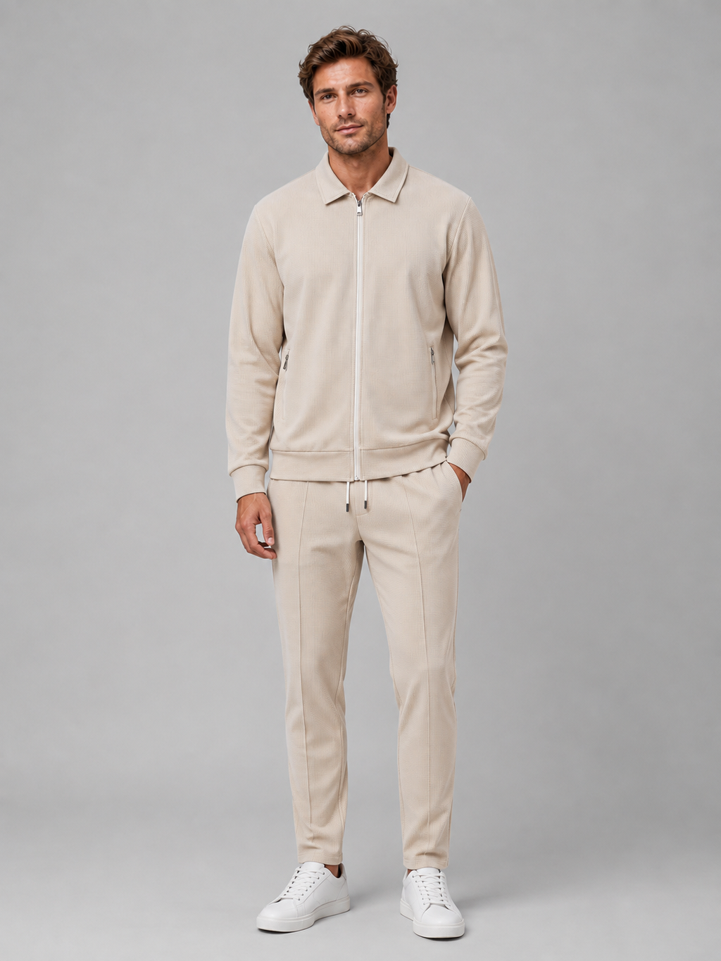 Yahya | Refined Textured Zip Tracksuit Co-Ord Set