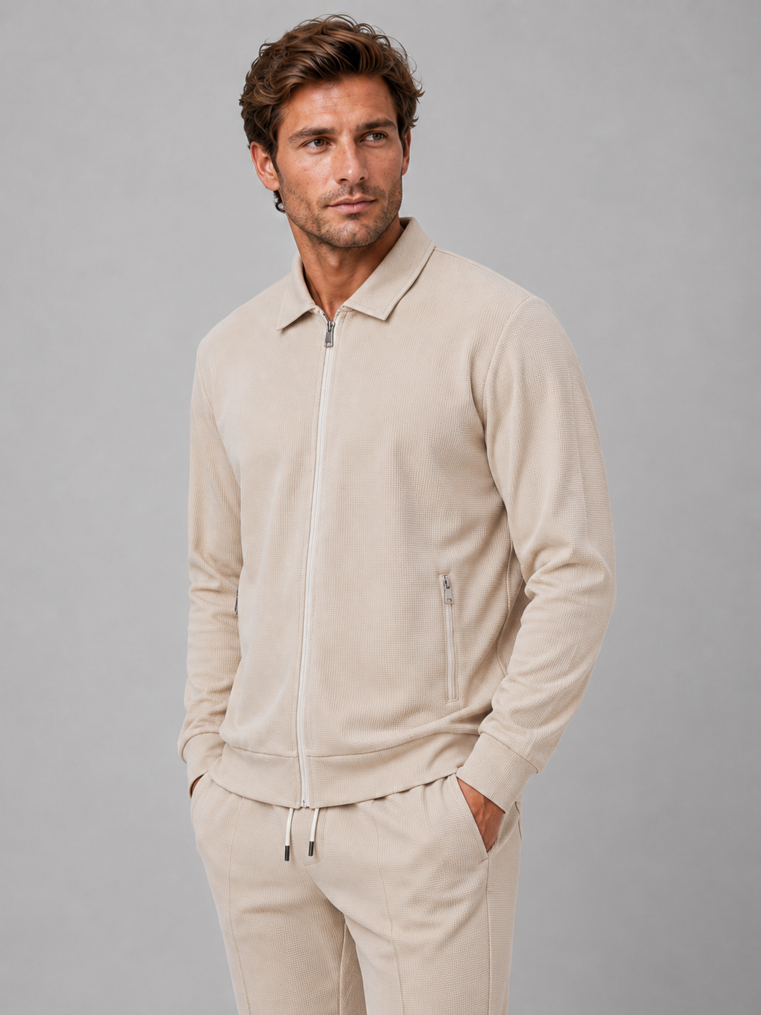 Yahya | Refined Textured Zip Tracksuit Co-Ord Set