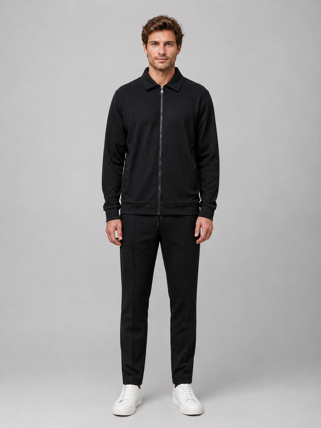Yahya | Refined Textured Zip Tracksuit Co-Ord Set