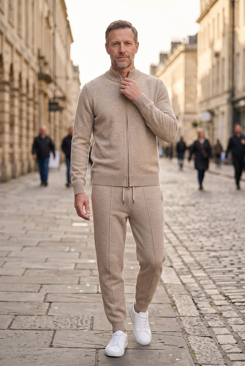 Zachary | Relaxed Knitted Zip Through Tracksuit Set