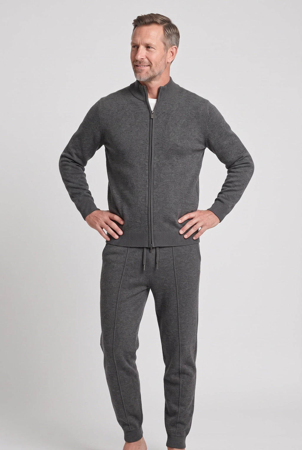 Zachary | Relaxed Knitted Zip Through Tracksuit Set