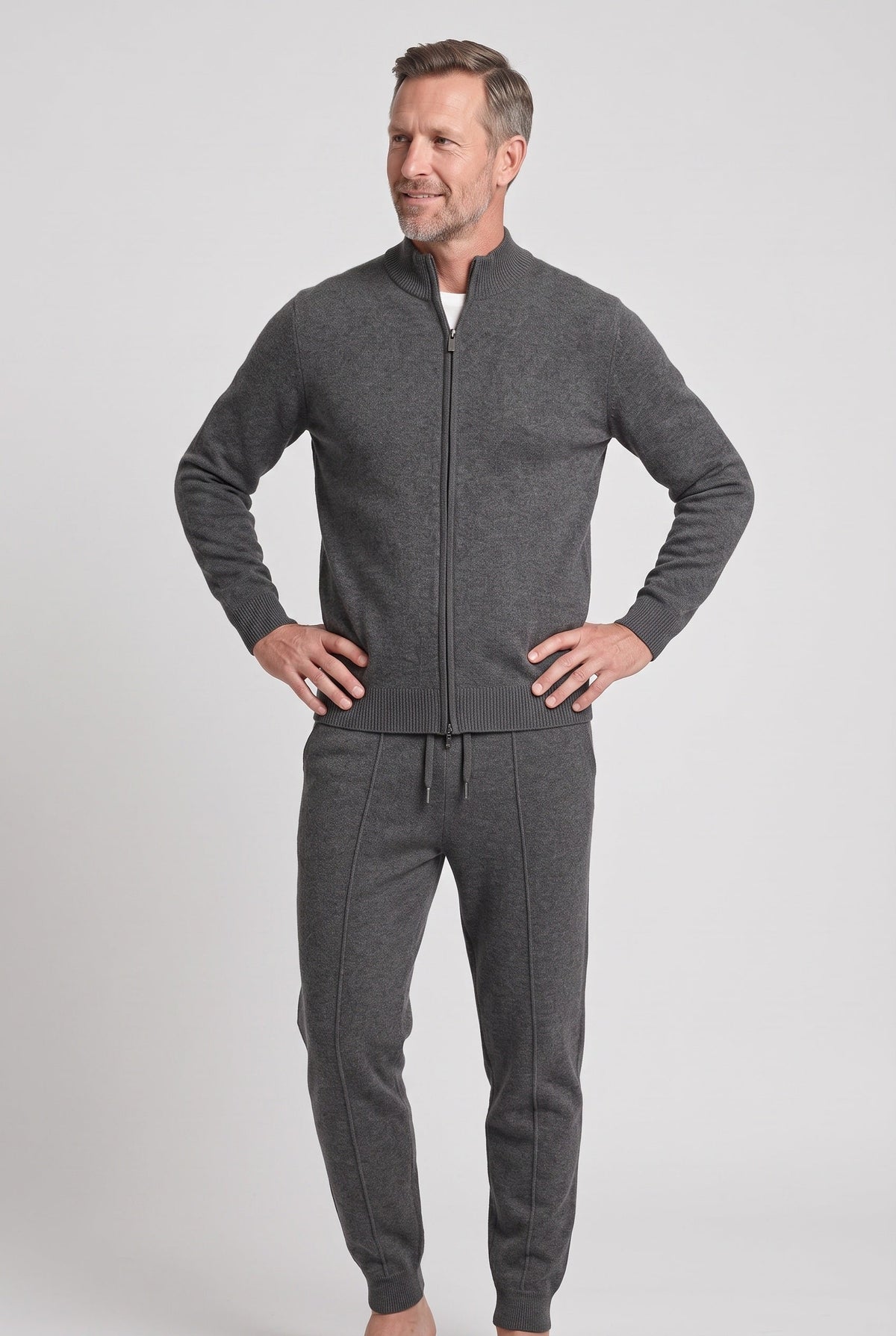 Zachary | Relaxed Knitted Zip Through Tracksuit Set