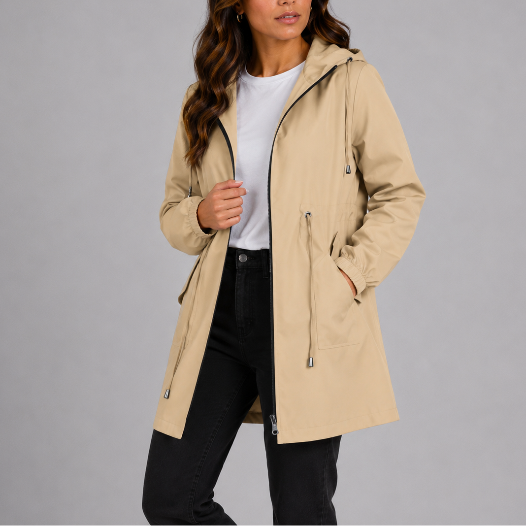 Zara | Relaxed Hooded Waterproof Jacket with Drawstring Waist