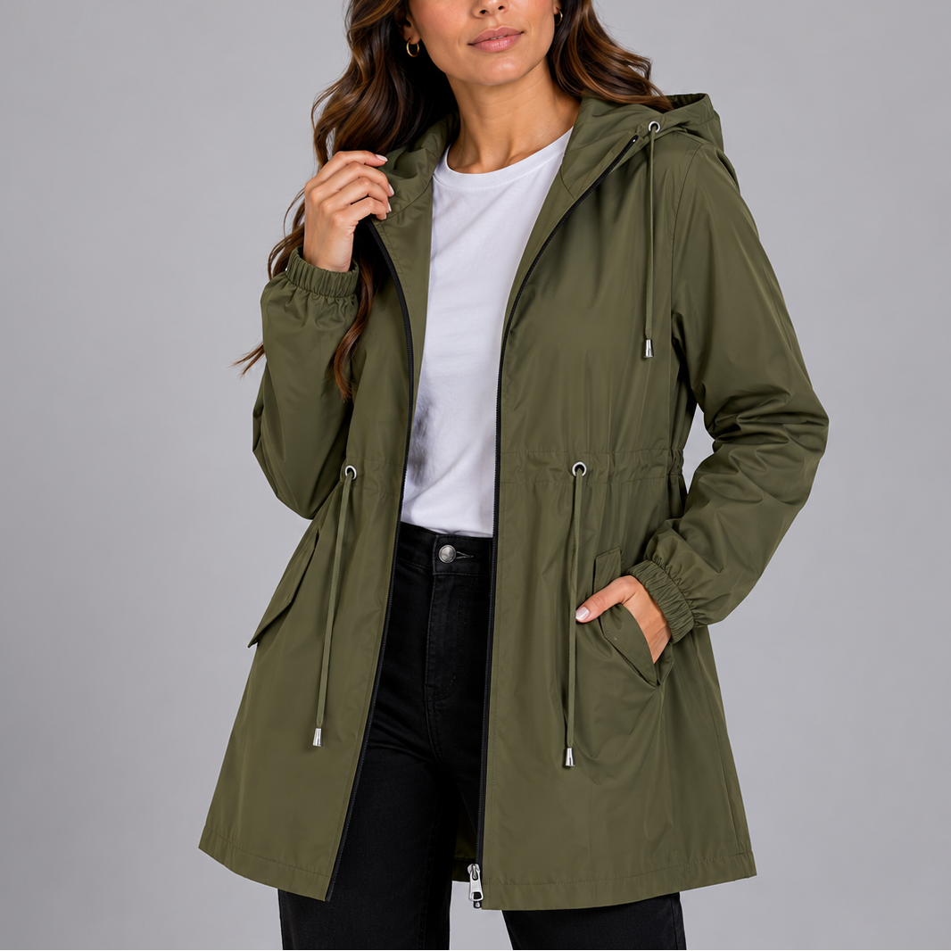 Zara | Relaxed Hooded Waterproof Jacket with Drawstring Waist