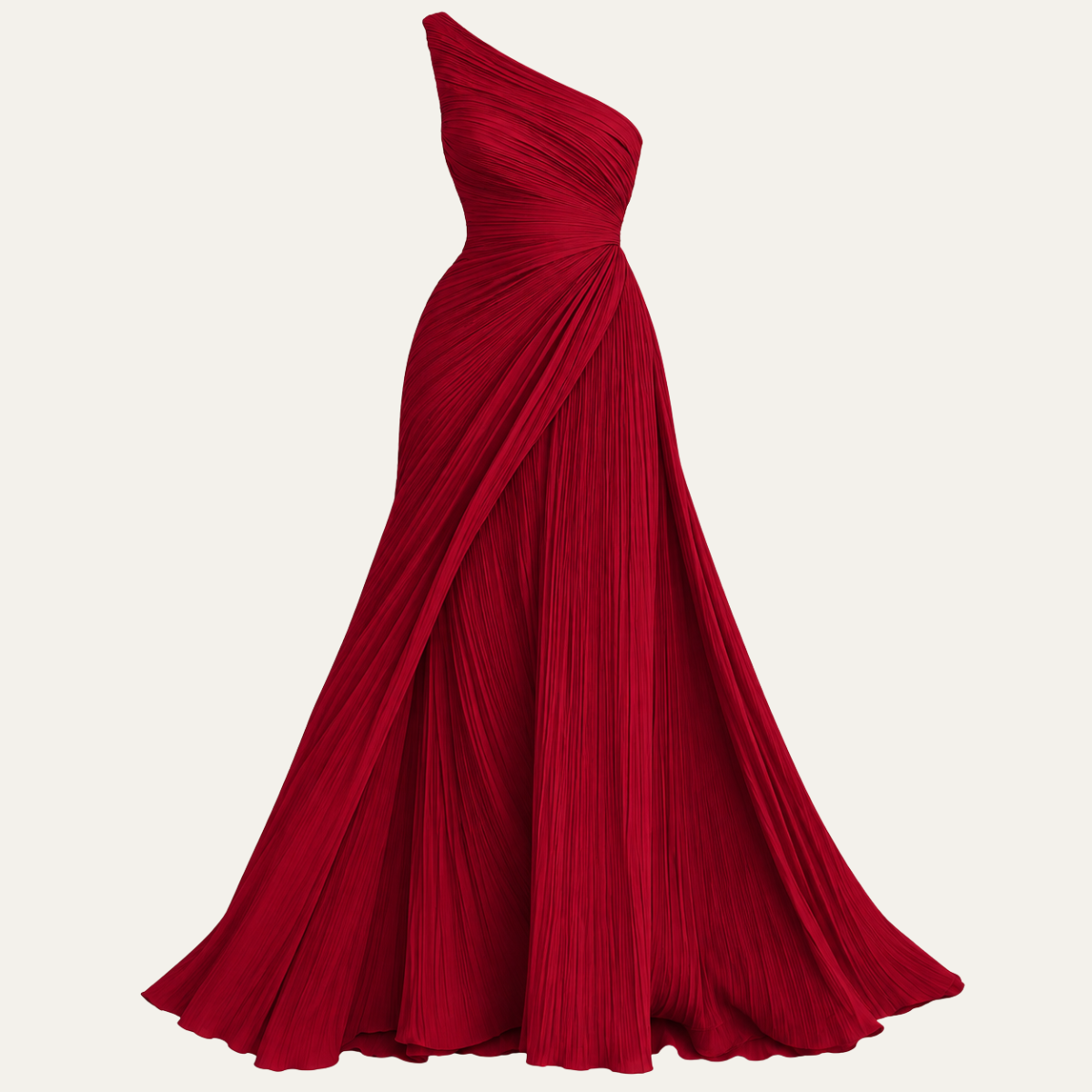 Zara | Relaxed Pleated One Shoulder Maxi Christmas Dress