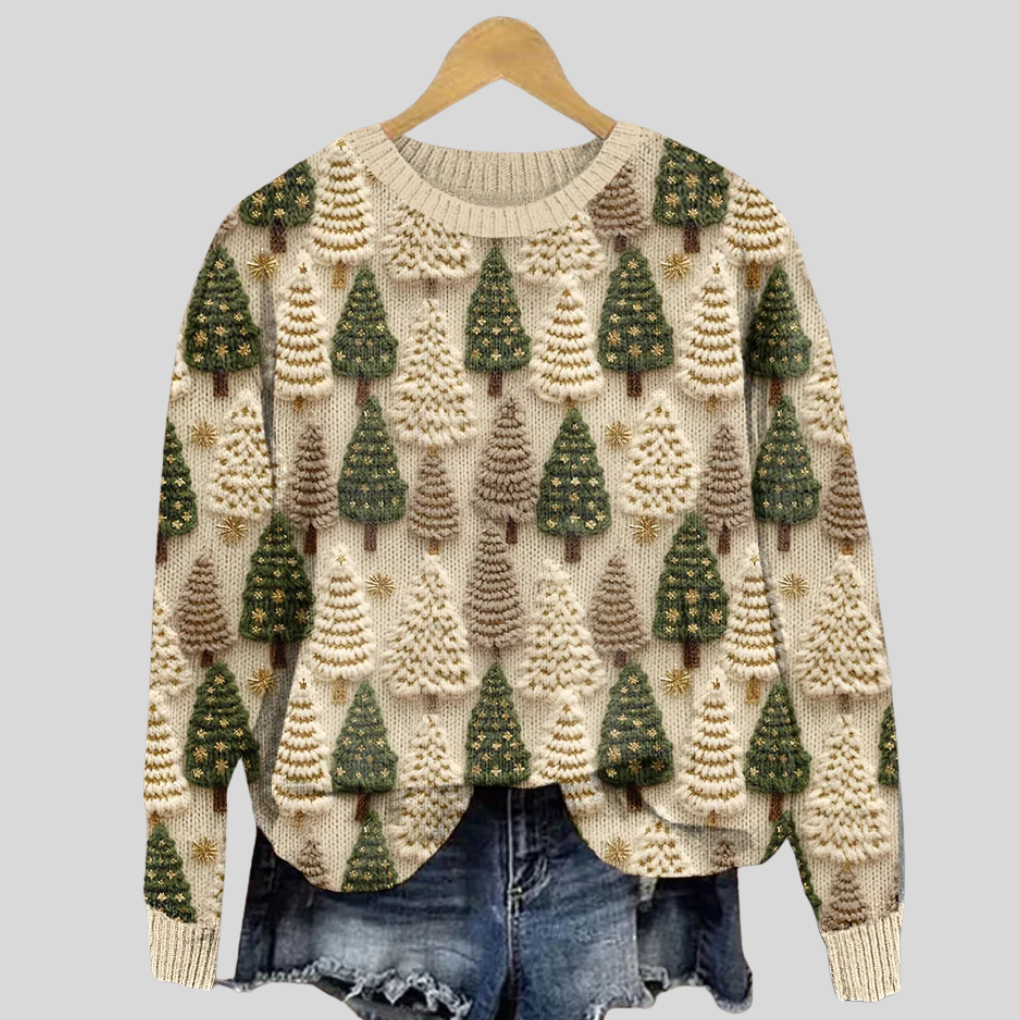 Zoe | Christmas Tree Crew Neck Ladies Xmas Jumpers