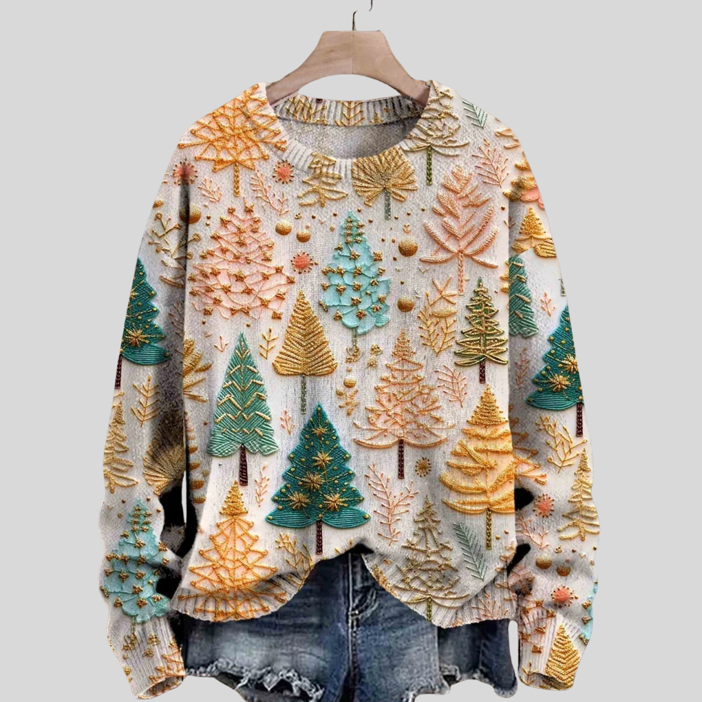 Zoe | Christmas Tree Crew Neck Ladies Xmas Jumpers
